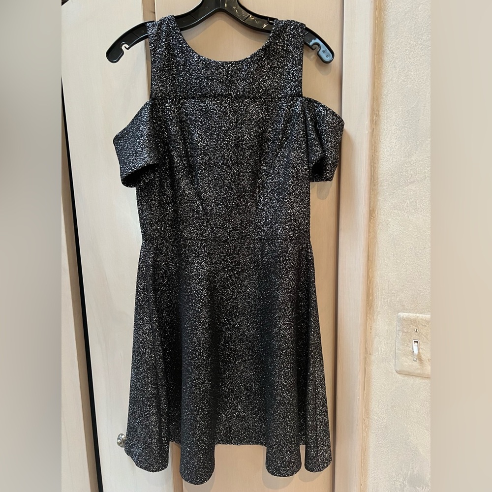 Black/Silver, Aqua, Womens dress, L